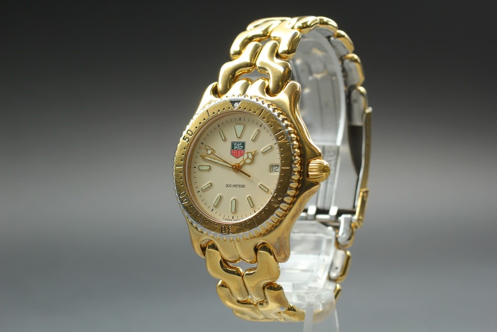 [Near MINT] TAG HEUER S/el S94.706 M/E Gold Cream Dial 37mm Men's Qz Watch
