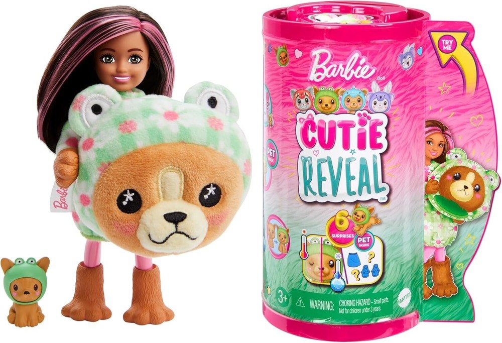 Barbie Cutie Reveal Chelsea Doll & Accessories, Animal Plush Costume (HRK29)