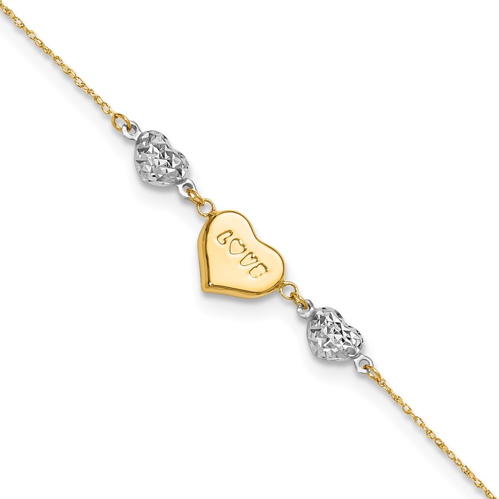14K Two-tone Gold Diamond-cut Puffed Heart LOVE 10
