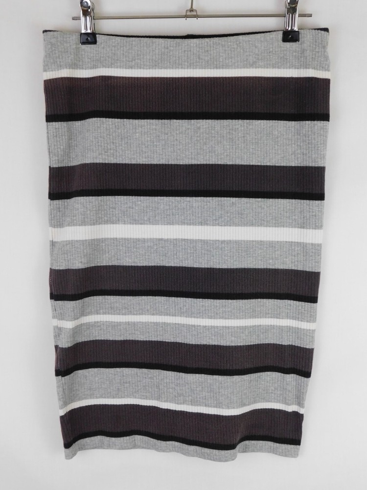 Cotton On Stretch Pencil Skirt in Grey Black White Stripes - Womens Size M Medium