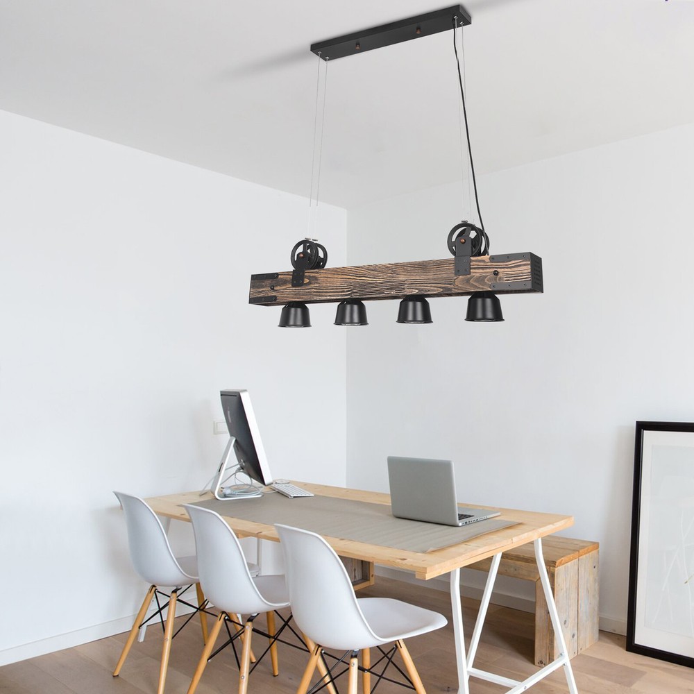 Rustic Retro Dimmable Wood Beam Chandelier Modern Home Lighting Fixture Design Made in the USA