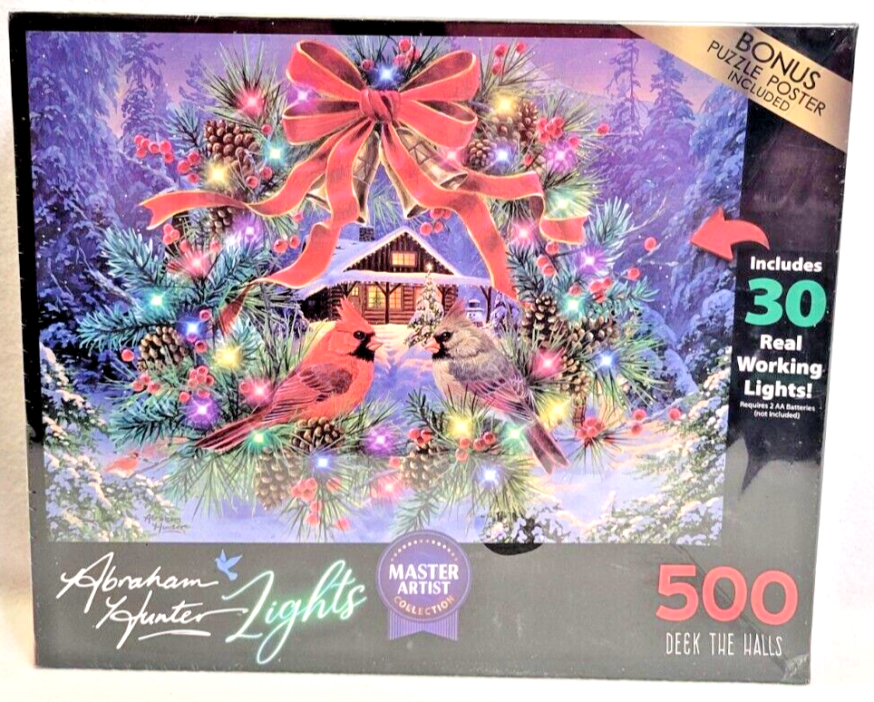 Cra-Z-Art Lighted Jigsaw Puzzle Deck The Halls 500-Piece Christmas Holiday Puzzle for Festive Fun