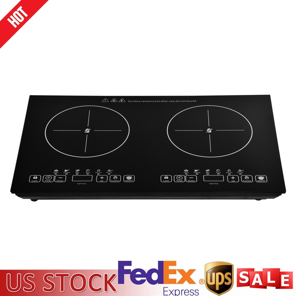 Induction Cooker 2 Burner Cooktop 2000W+2000W Touch Control Electric Cooktop--