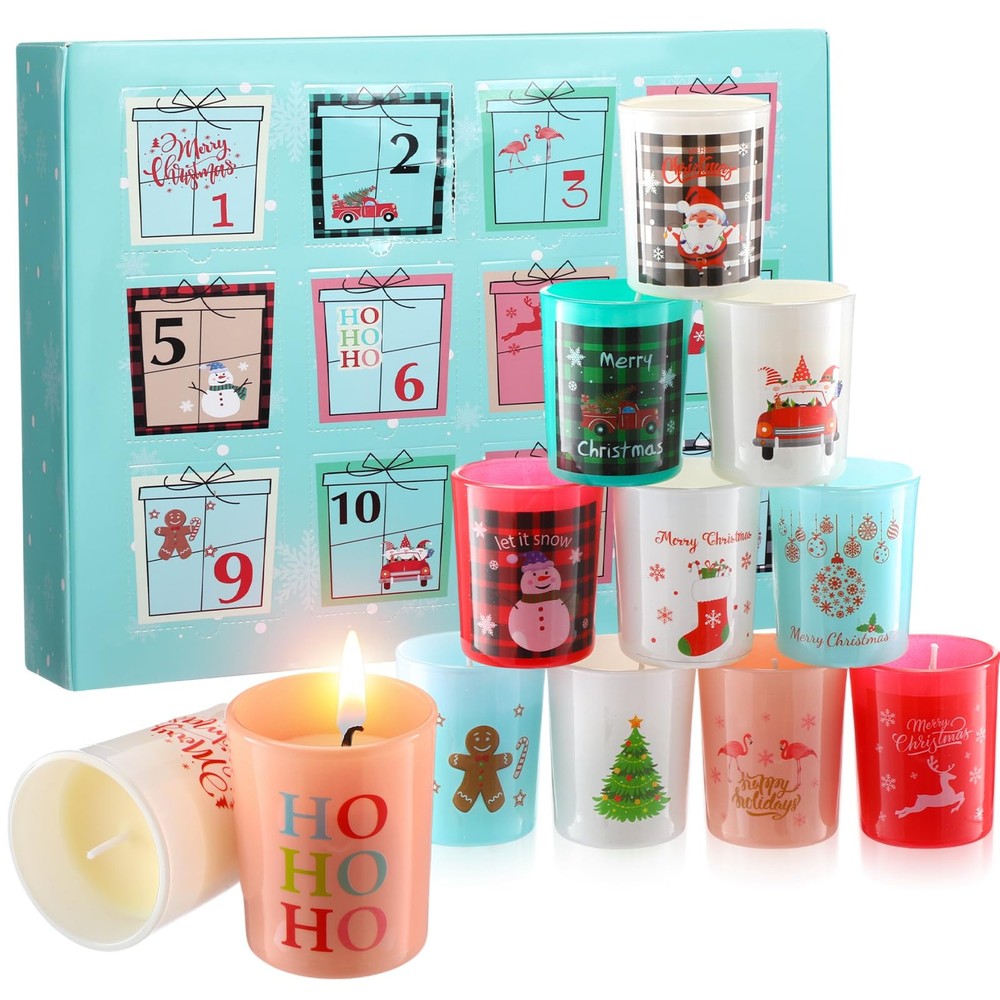 12 Pcs Candle Advent Calendar 2025 12 Days of Christmas Scented Candles Gift ...