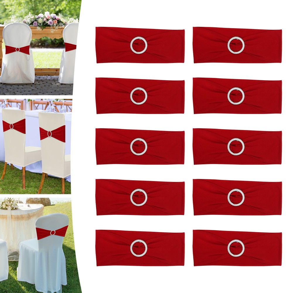 10* Stretch Chair Sashes Bows Royal Red Sashes Chair Bows for Wedding Reception