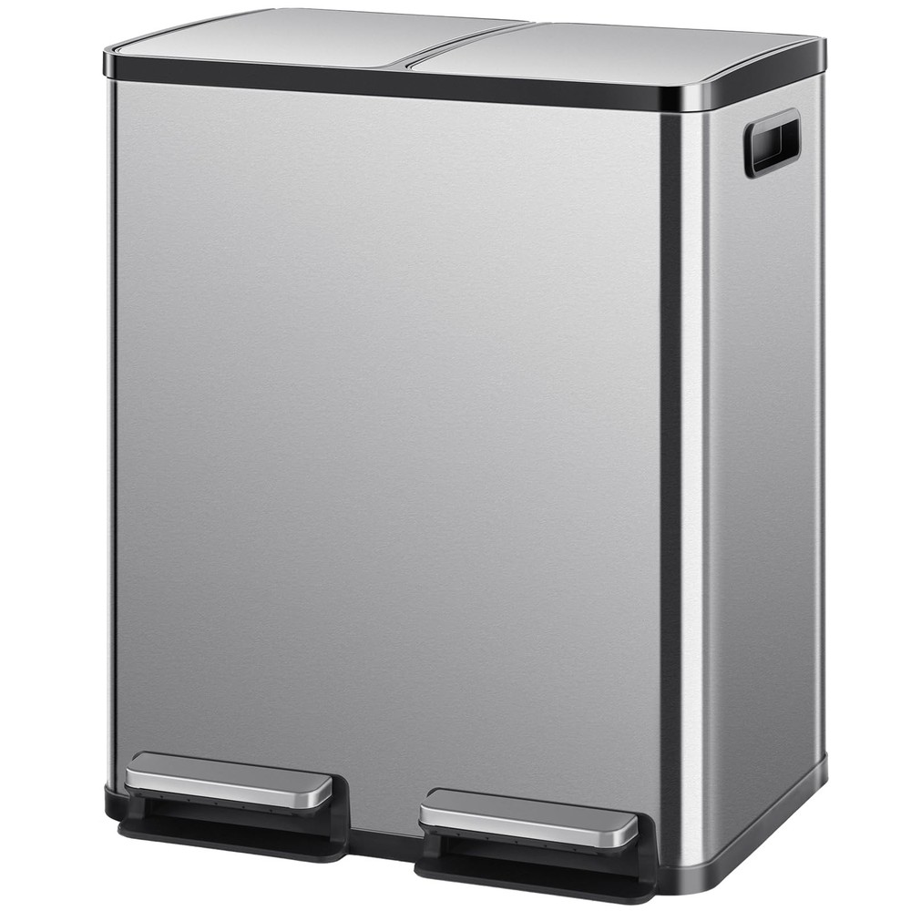 Sweetcrispy Kitchen Trash Can with Lid, 2 x 8 Gallon Garbage Dustbin, with So...