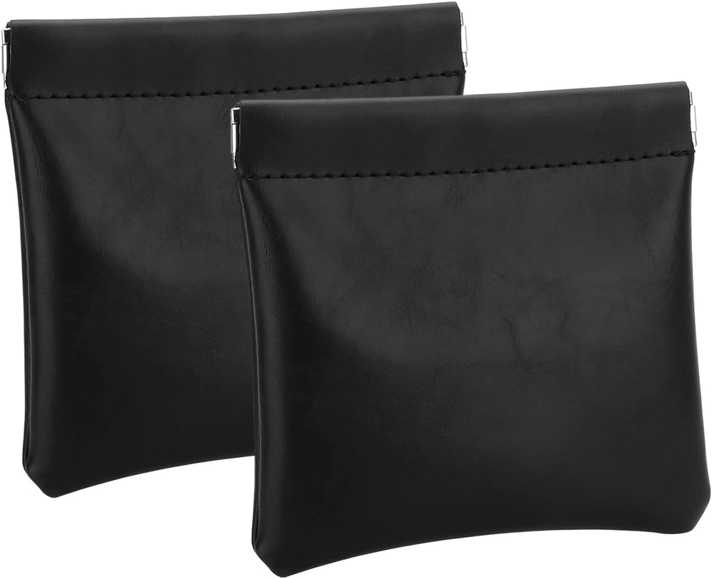 2 Small Leather Coin Purses – Compact Travel Change Holder for Men & Women