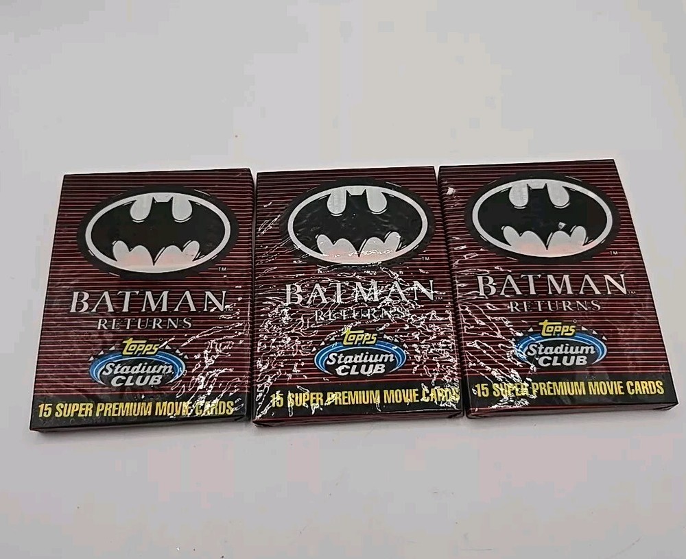 NEW 3 Sealed Topps Stadium Club 1991 BATMAN RETURNS Premium Movie Cards 3 packs