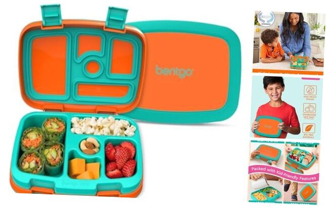 Kids Bento-Style 5-Compartment Leak-Proof Lunch Box - Ideal Portion Orange