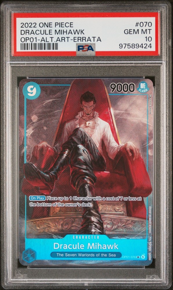 2022 One Piece OP01 Alternate Art Errata #070 Dracule Mihawk PSA 10