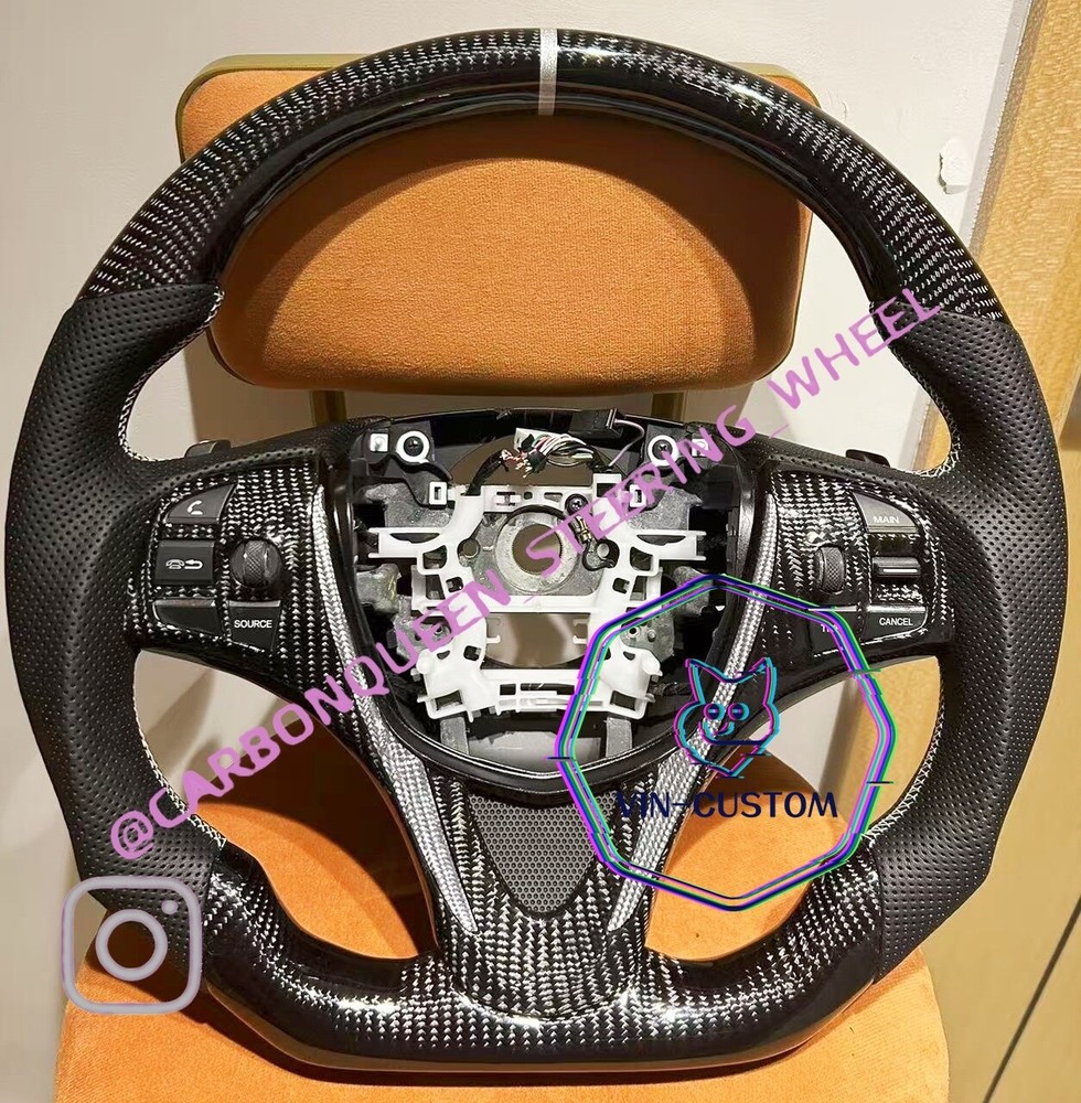 REAL CARBON FIBER Steering Wheel FOR Acura TLX W/ WHITE LINE 2015 - 2020YEARS