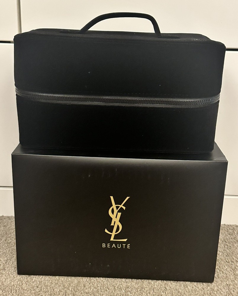 Raro VIP YSL Beaute Negro Almacenamiento de Maquillaje Grande Artículos de Tocador Estuche con Caja
