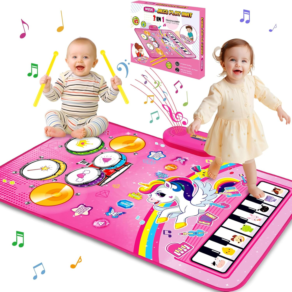 Toys for 1 Year Old Girl Gifts: Baby Musical Mat Toddler Toys Age 1-2 - 3 in 1 P