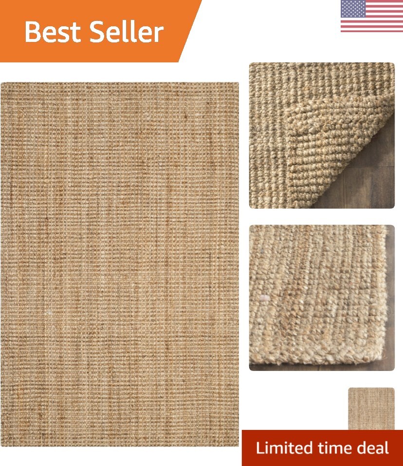 Natural Handwoven Jute Accent Rug 2x5 Farmhouse Style