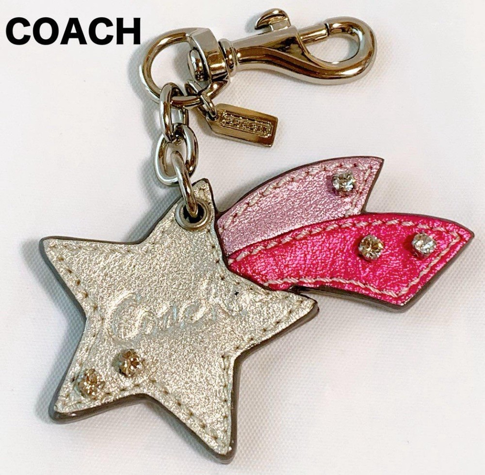 Coach Shooting Star Keychain with Pink Silver Rhinestones - Excellent Condition