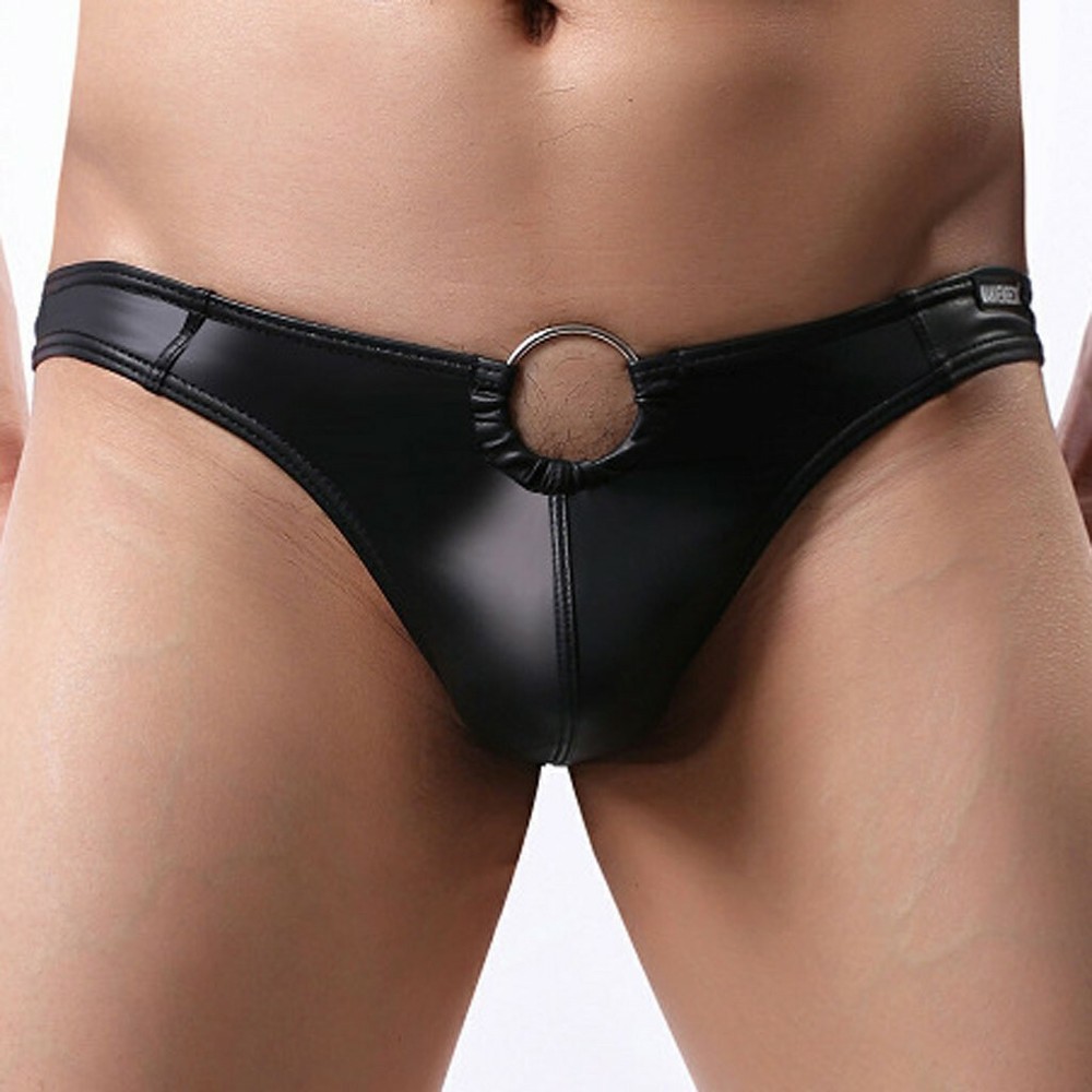 Men's Leather Thong Underwear Panties Briefs Sexy G-string Lingerie KnickerM-2XL