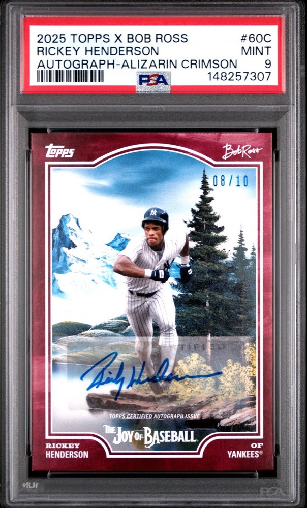 2025 Topps Bob Ross Joy Of Baseball Rickey Henderson Auto /10 Psa 9 Pop 1 Yankee