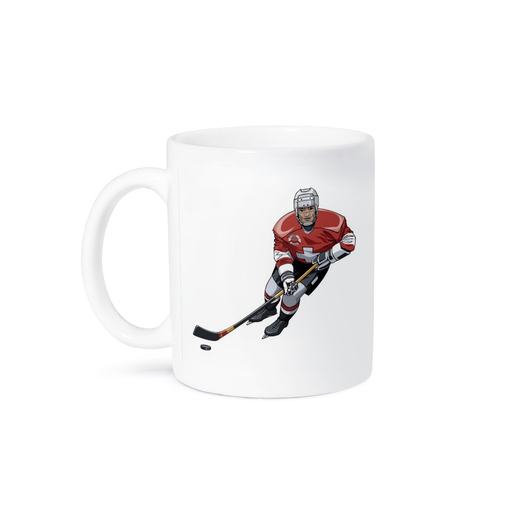 3dRose Hockey Player With Stick On White Ceramic Mug