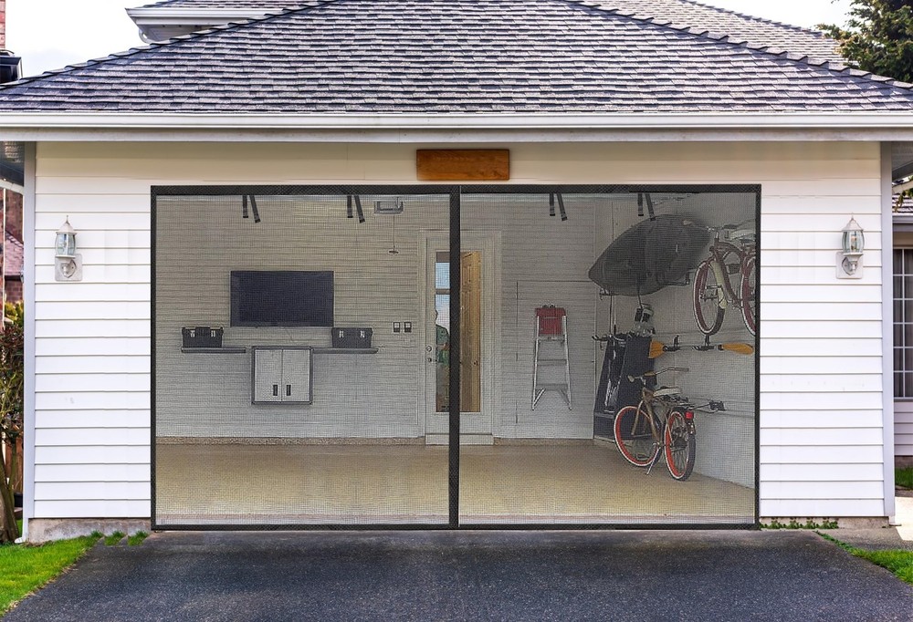 Garage Screen Doors for 1 Car Garage-9x7ft Fiberglass 1500g/3.3lb Durable Hea...