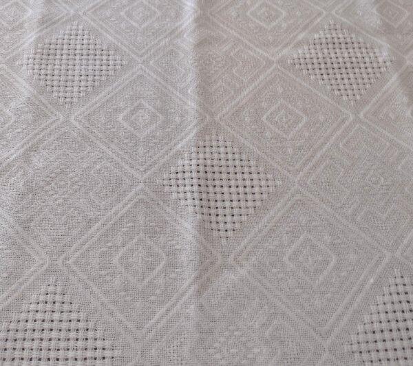 Vintage Ivory Damask Tablecloth 36