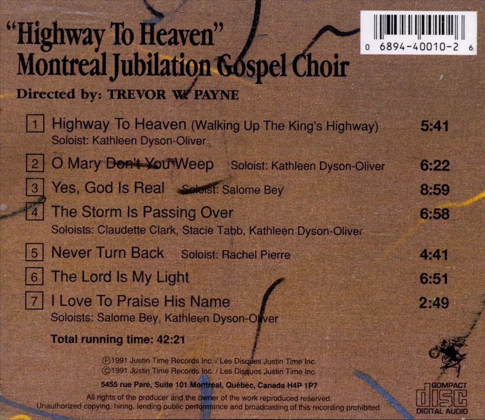 MONTREAL JUBILATION GOSPEL CHOIR HIGHWAY TO HEAVEN NEW CD