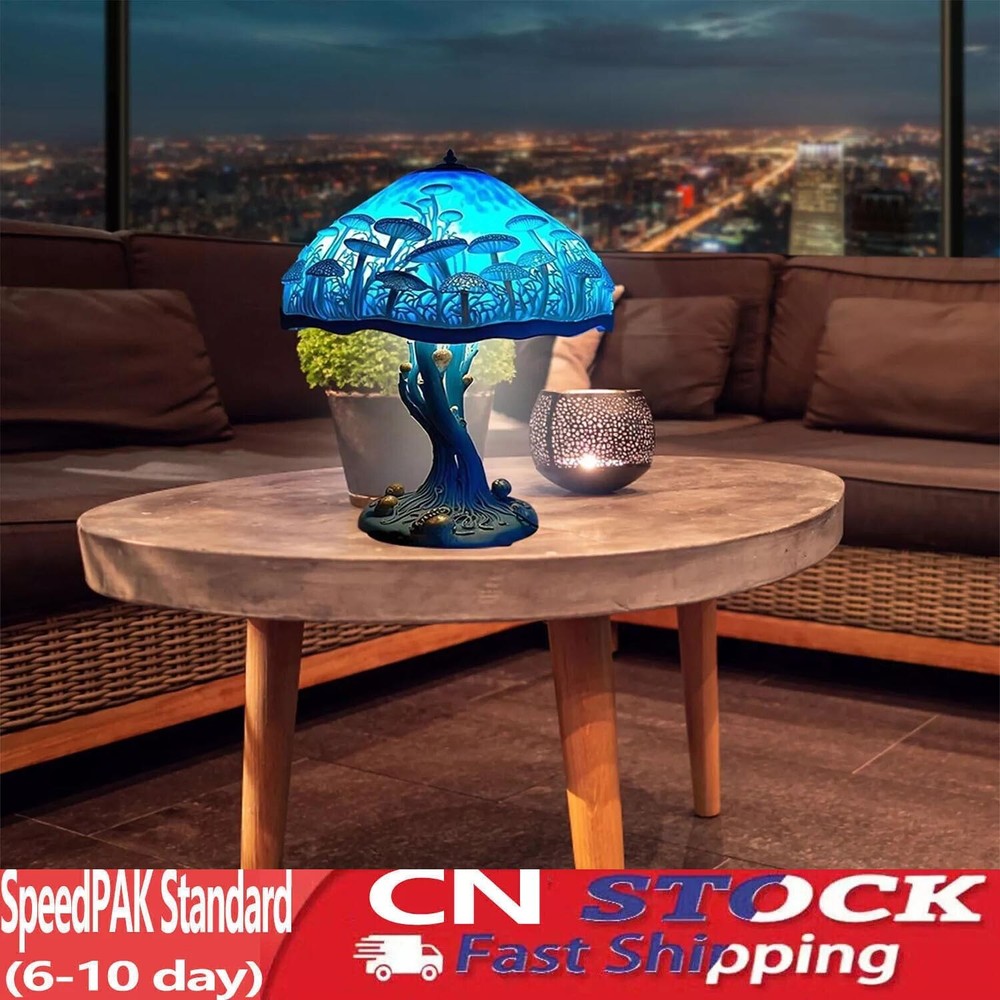 Stained Glass Plant Series Table Lamp Bohemian Resin Mushroom Night Lights Decor