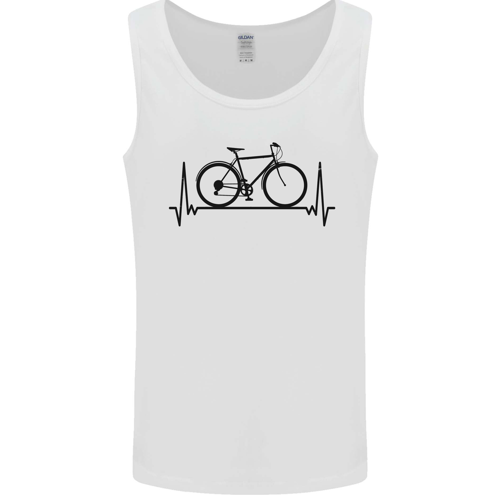 Cycling Heart Beat Bike Bicycle Cyclist ECG Mens Vest Tank Top