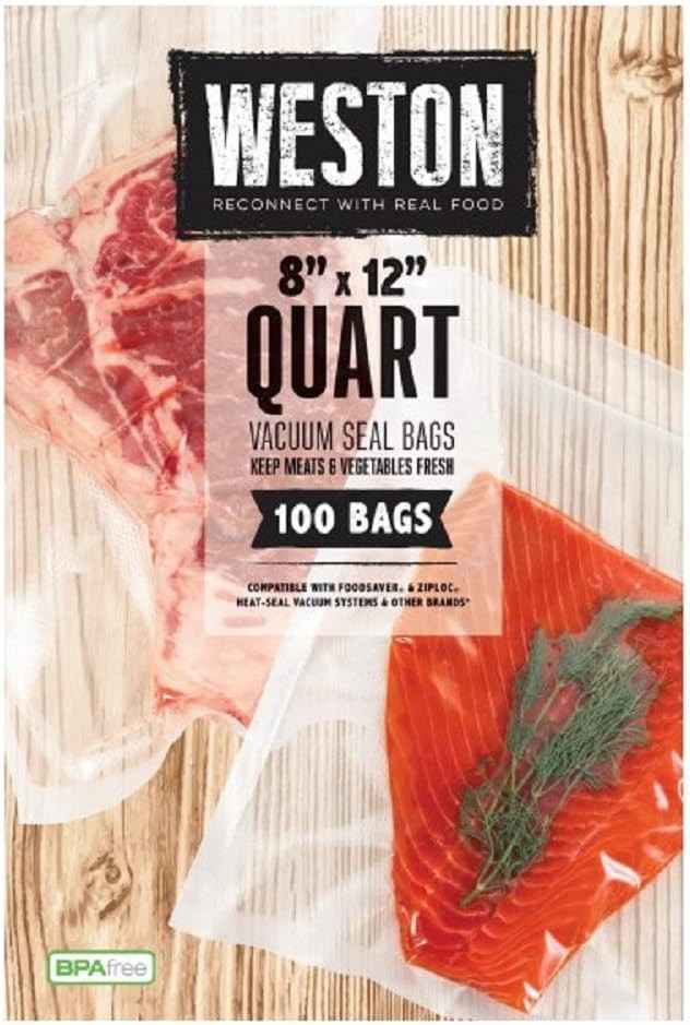 Weston 8x12 Quart Vacuum Sealer Bags 100 Count Clear