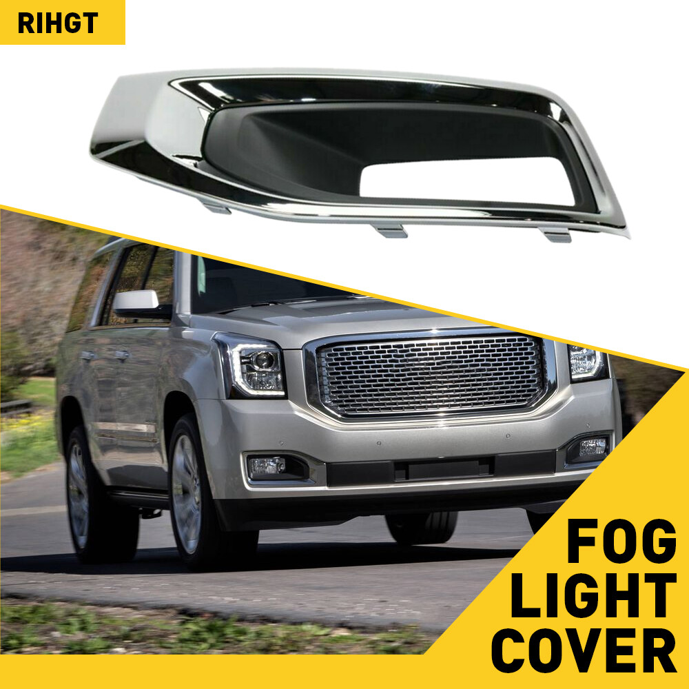 Black Chrome Fog Light Trim Cover for 2015-2020 GMC Yukon XL Passenger Side AA