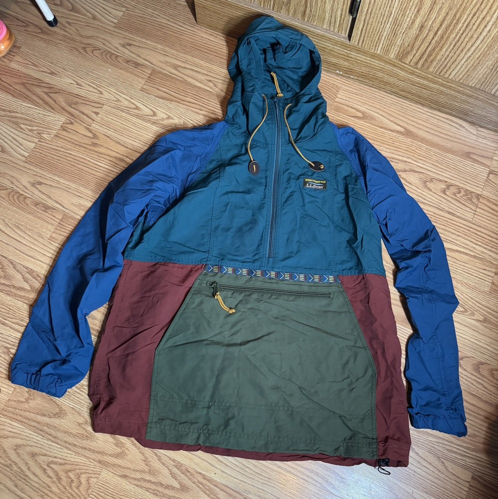 LL Bean Mountain Classic Anorak Men's M  Color-block Blue Red Green Outdoor