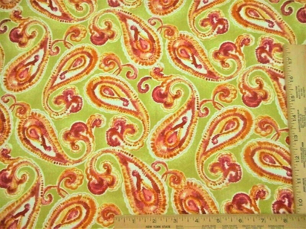 Quilt Fabric By Yard Gold Pink White Org Paisley Floral Green Premium Cotton #C
