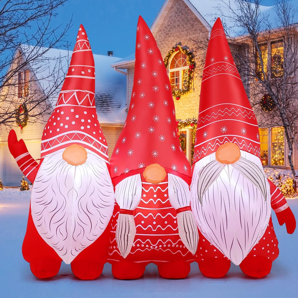 6.8 FT Long Christmas Inflatables Gnomes Outdoor Decoration, Xmas Blow up Yard D