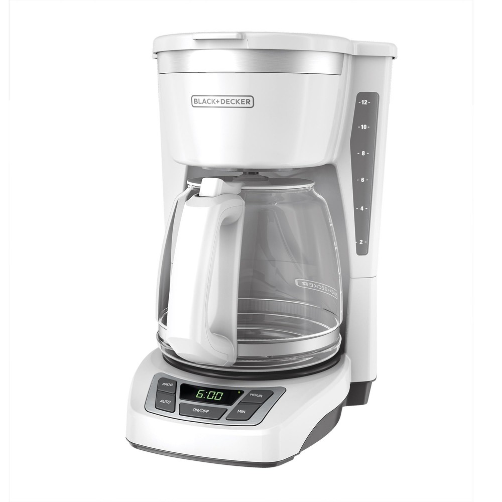 BLACK+DECKER 12-Cup Programmable Coffee Maker with Digital Display and Washable Basket CM1160W