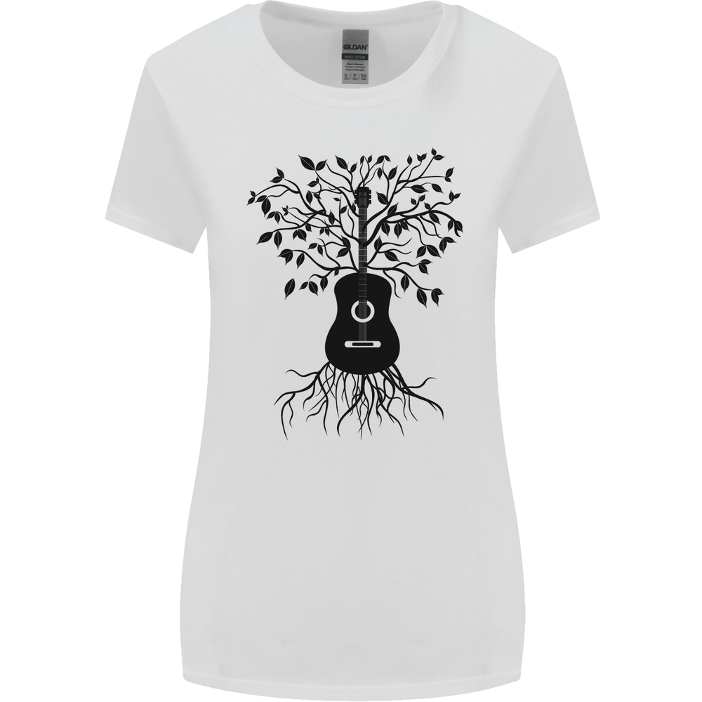 Acoustic Guitar Tree Roots Guitarist Music Womens Wider Cut T-Shirt