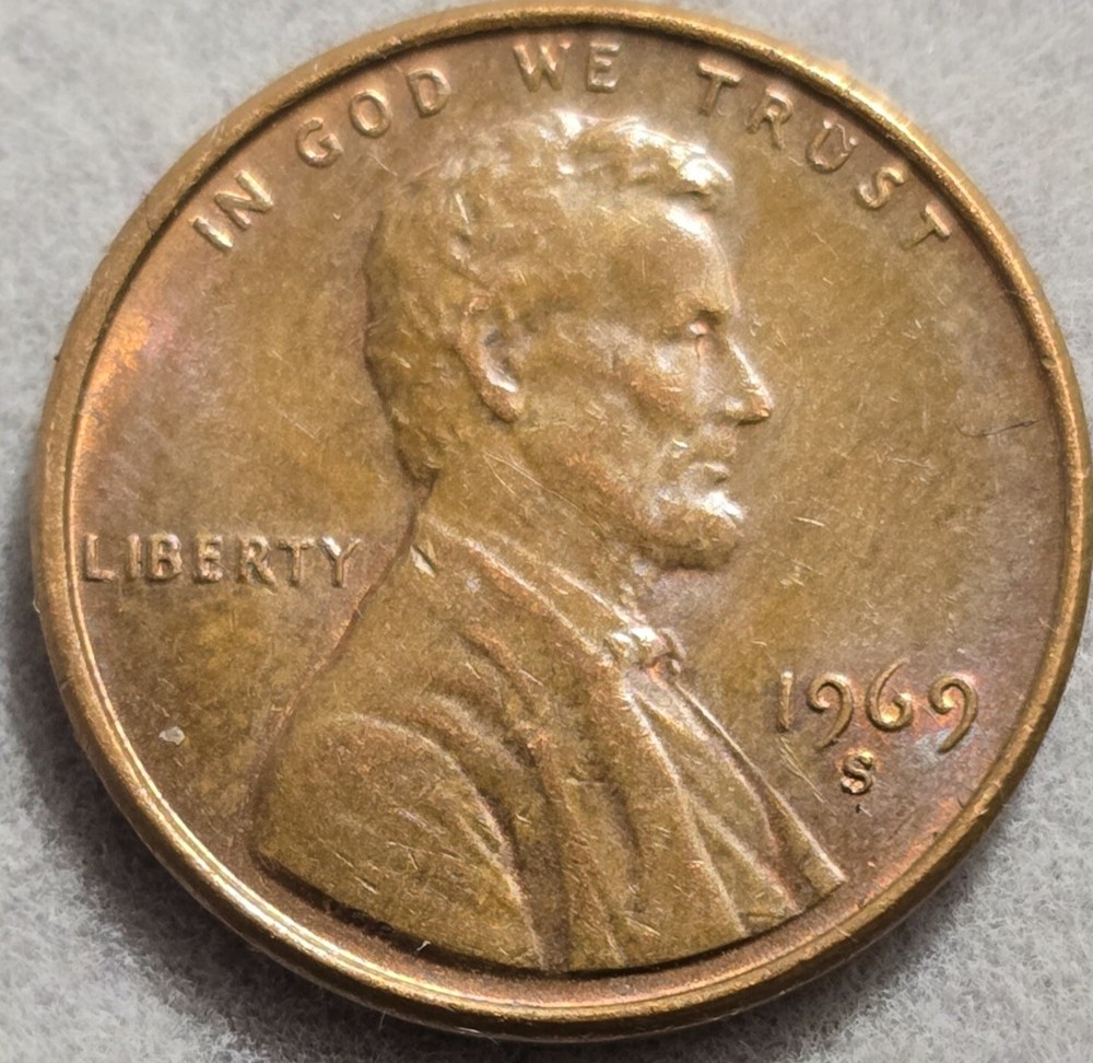 1969 S Lincoln Penny  1C 3.1g Copper BN Errors of RPM. Rare Coin 💥💥💥
