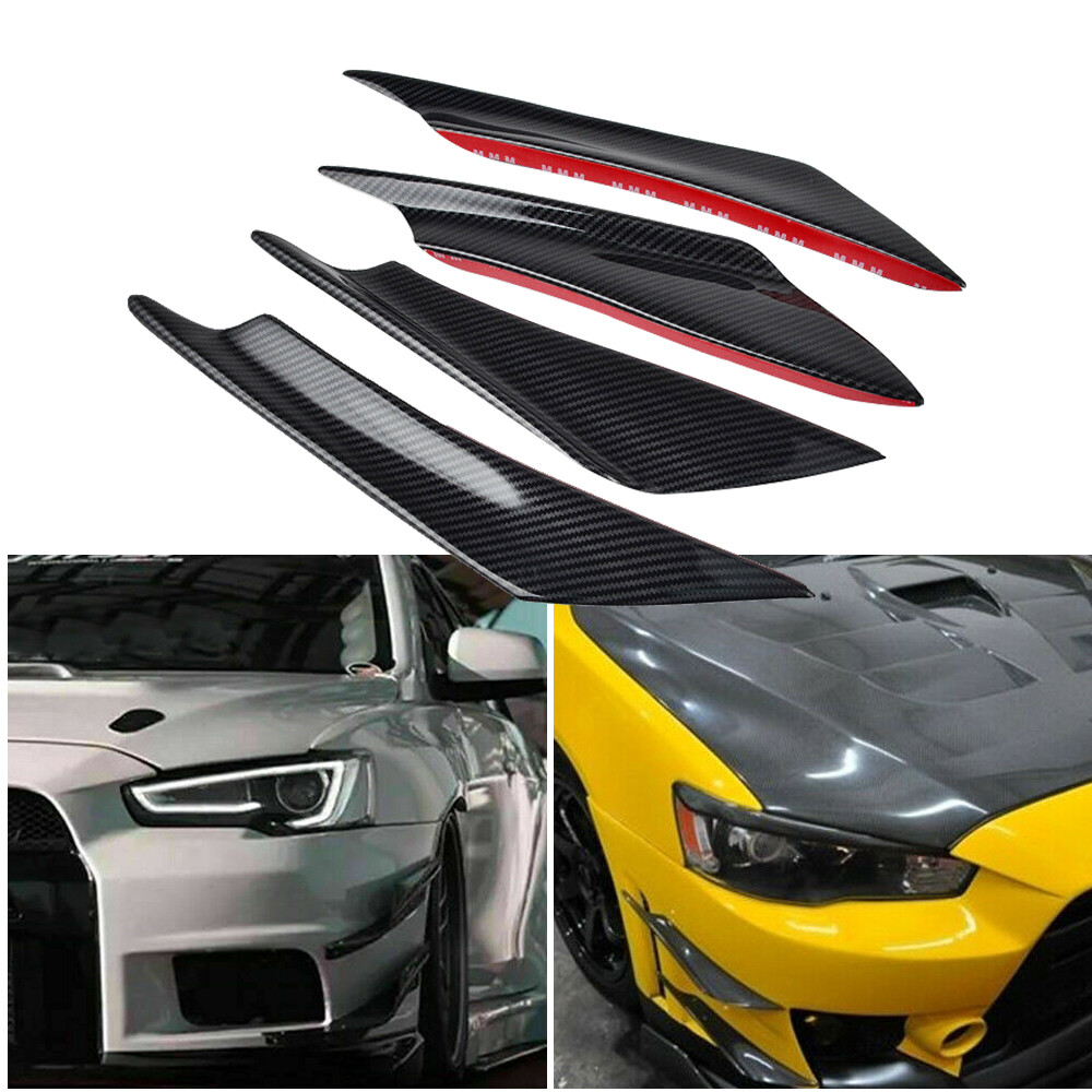 Glossy Carbon Fiber Left & Right Bumper Lip Spoiler Diffuser for Cars