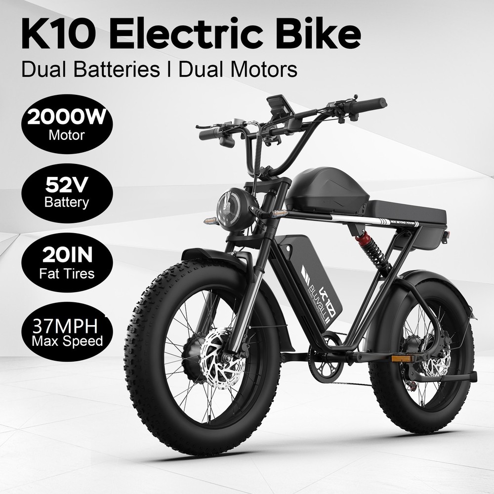 Bluvall K10 3000W 52V Electric Mountain Bike 20 Inch Fat Tire Ebike for Adults