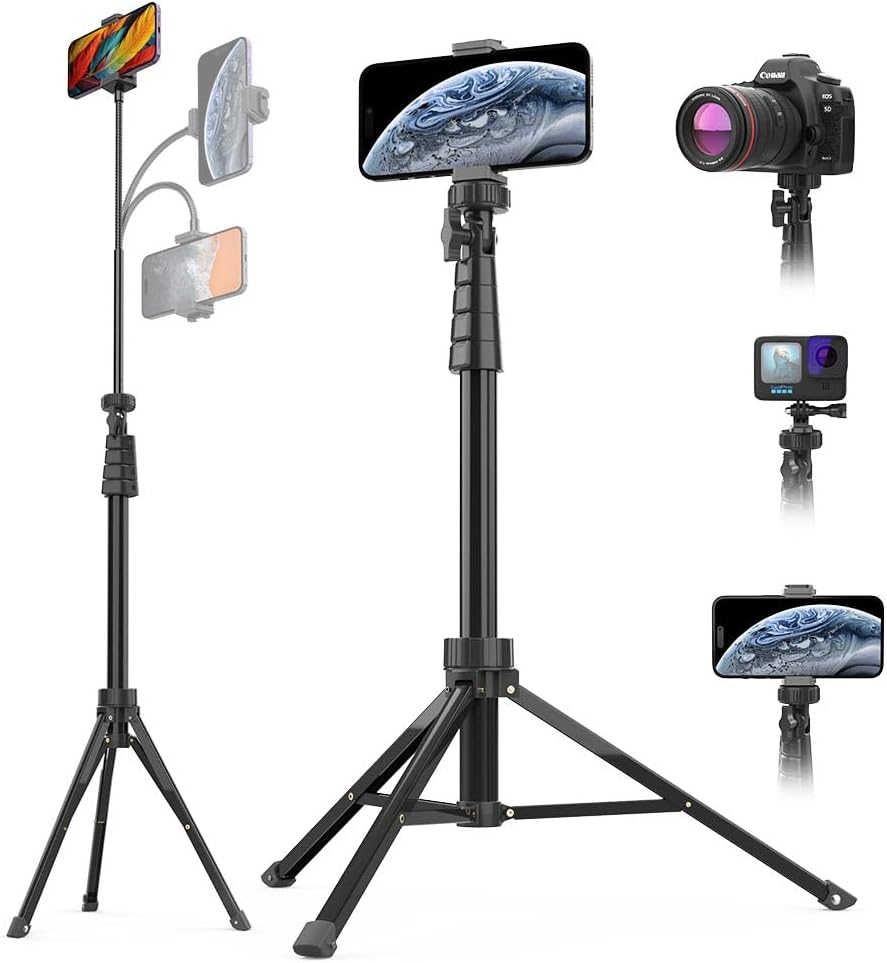 88-Inch Flexible Phone Tripod with 14.95-Inch Gooseneck, Remote, and Secure Phone Holder for Versatile Overhead and Low Angle Shots