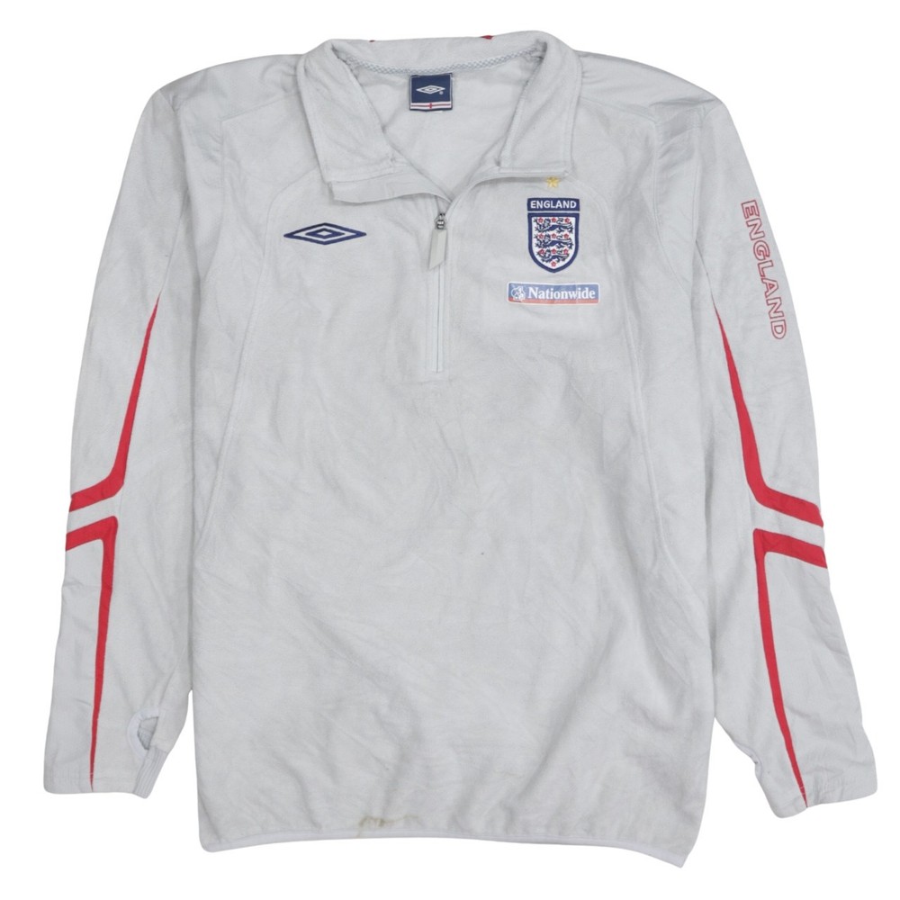 Umbro Mens Fleece Jumper Grey England Nationwide Half Zip Embroidered Logo XL