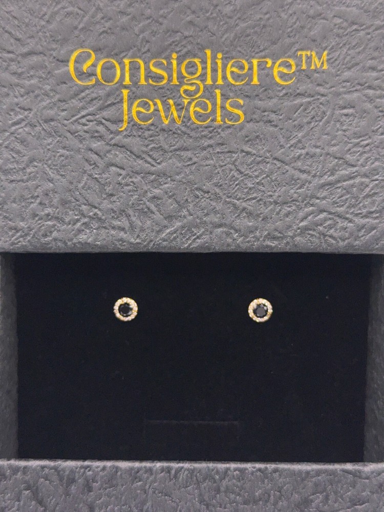 18K Gold Black Moissanite Halo Earrings – Luxury Fine Jewelry Gift