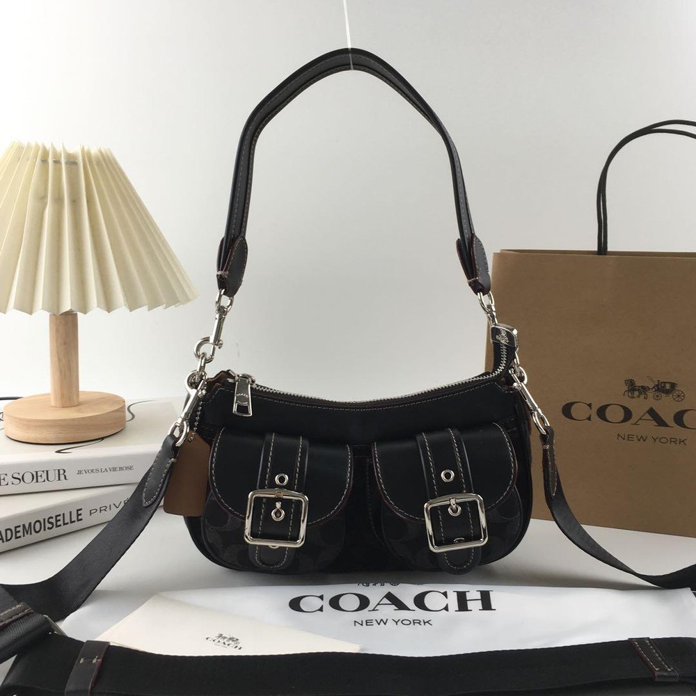 COACH Ashton Baguette Crossbody Bag in Signature Denim Black CQ184  