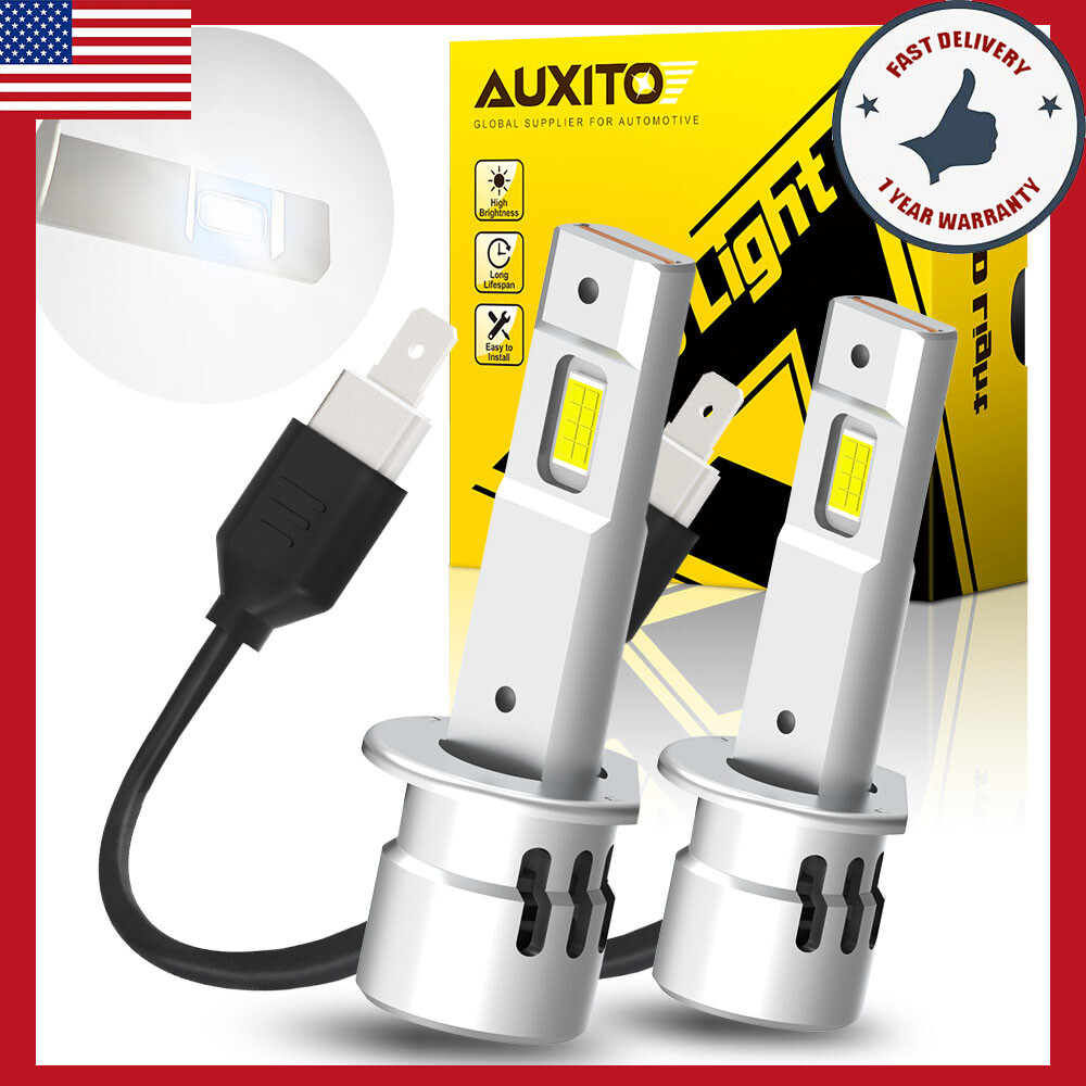 AUXITO H1 White LED Headlight Kit High Low Beam Bulbs With Fan Bright 2Pcs USA