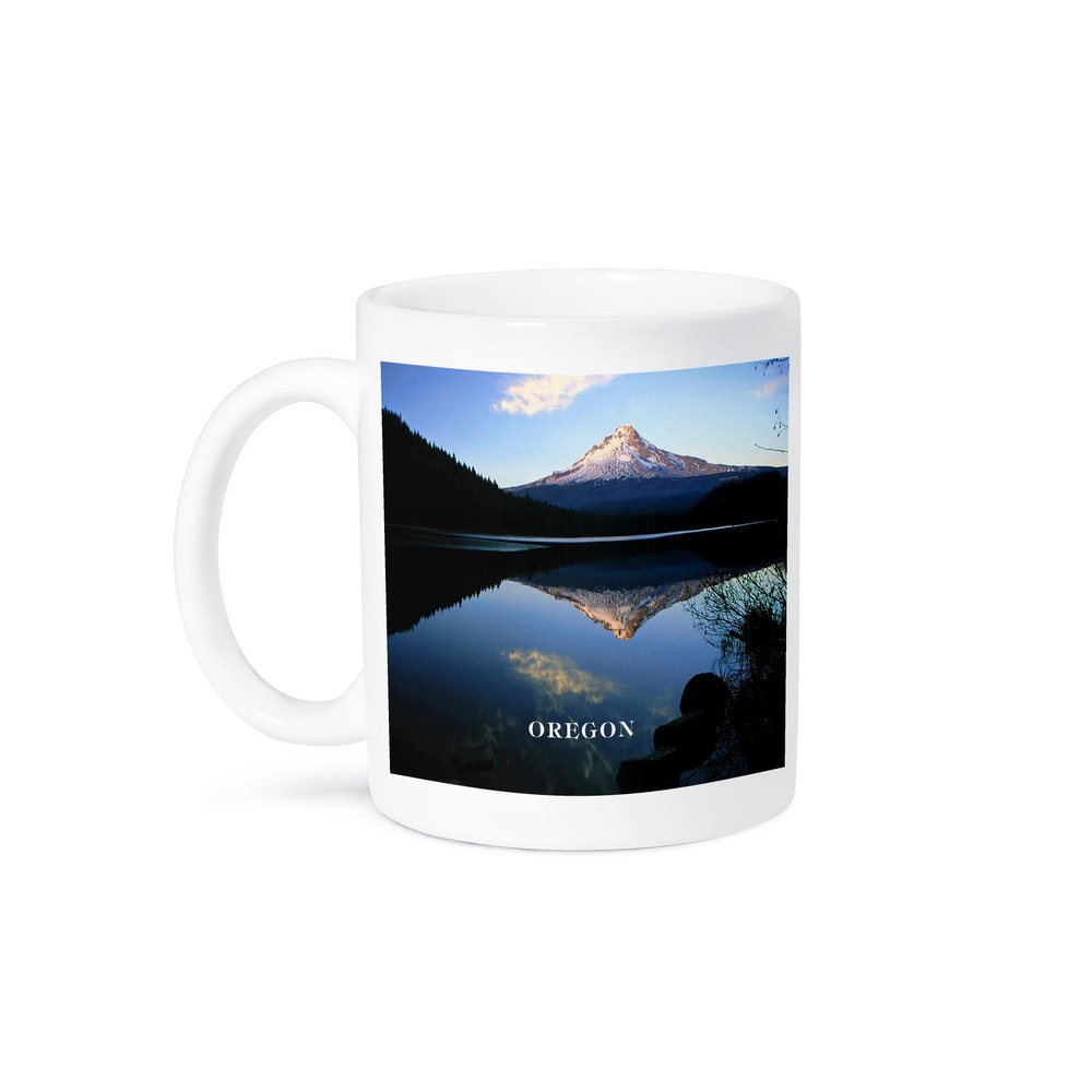 3D Rose Oregon Lake Trillium Reflecting Mt Hood Coffee Mug  
