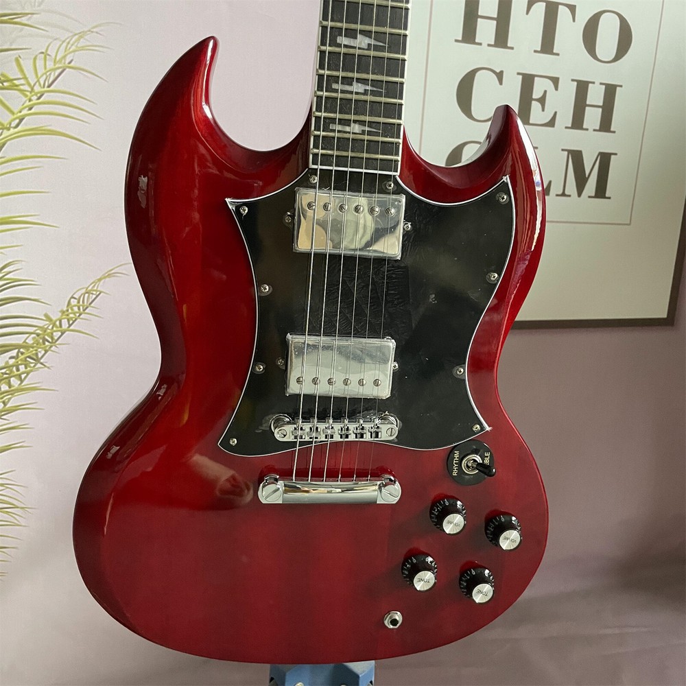 Custom Red SG Electric Guitar HH Pickups Mahogany Body 22 Frets Chrome Hardware