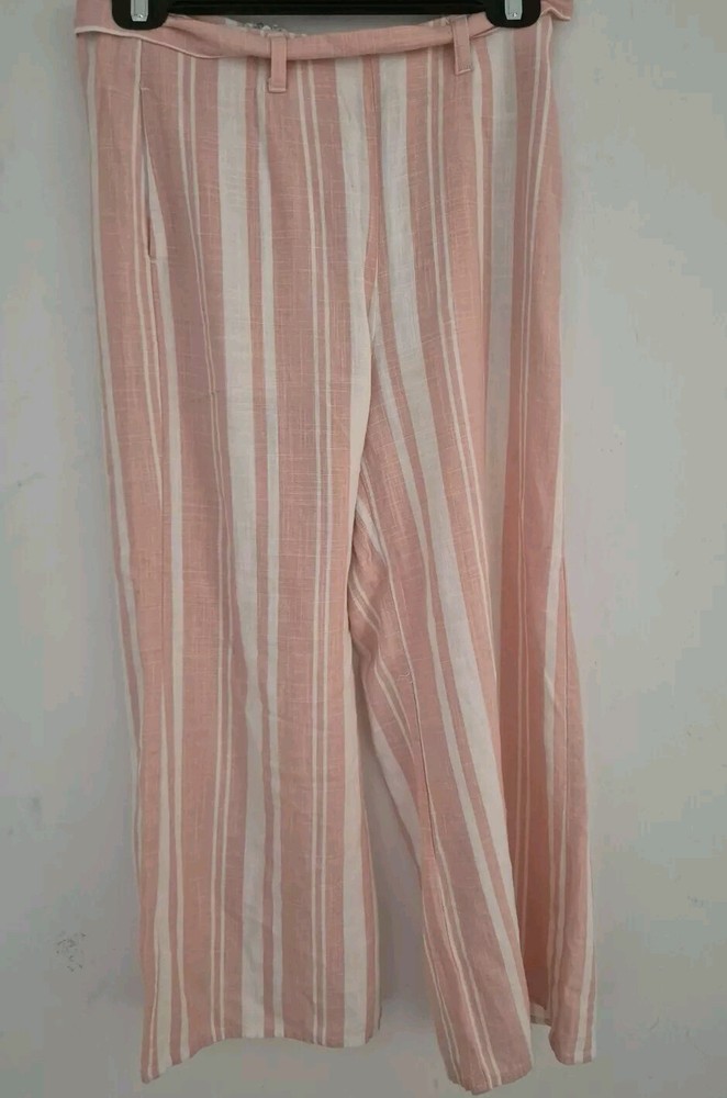 Womens Linen Blend Striped Pants Culottes Sz XS Ghanda