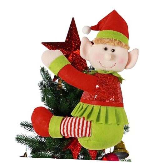 Tree Topper Christmas Decorations,Unique Funny Xmas Plush Stuffed Hugger Elf