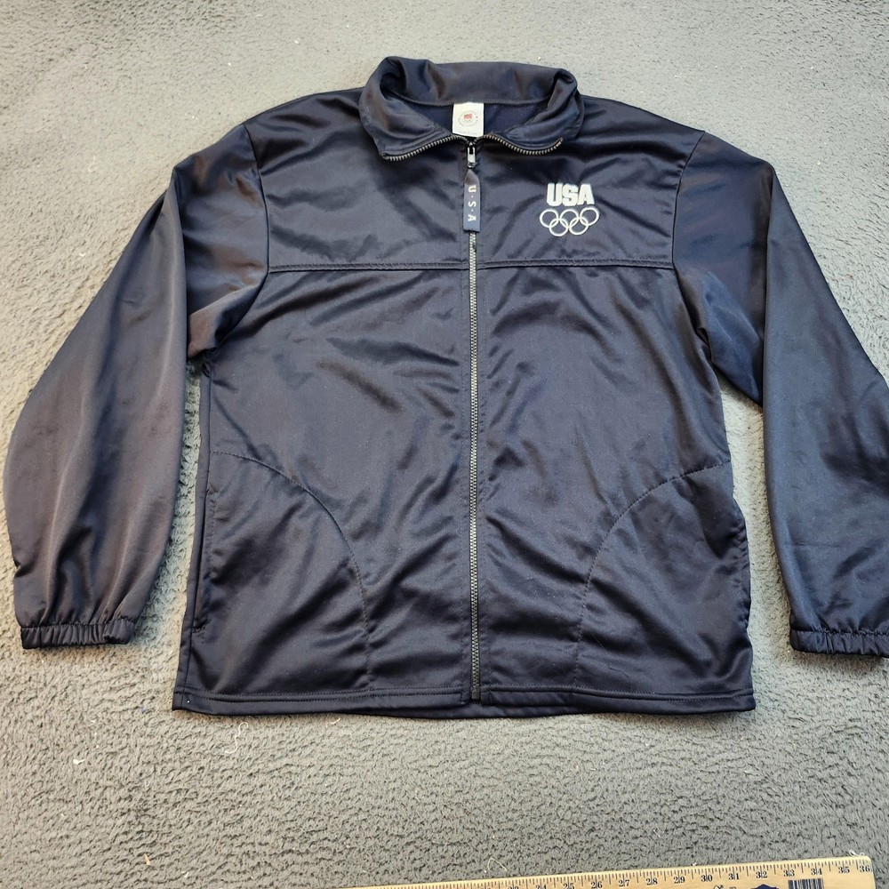 Team USA Jacket Mens Large Navy Blue Olympics Quarter Zip Made in USA Track