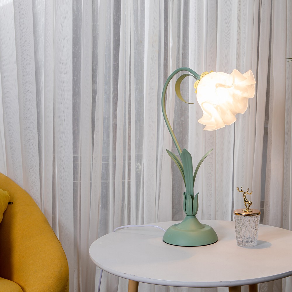 Tiffany Table Lamp Bedside Lamp Floral Stained Glass Lamp Desk Light 19.6