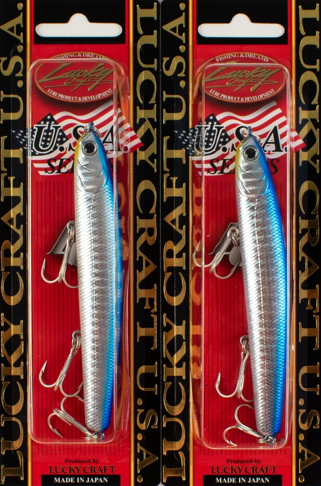 (LOT OF 2) LUCKY CRAFT WANDER SLIM 110 3/4OZ WDS110-374 ZEBRA BLUE B6122