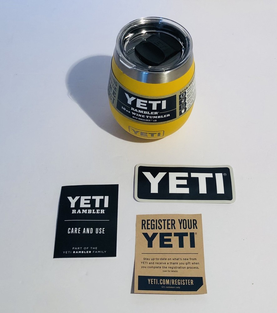 Yeti Rambler 10oz Alpine Yellow Wine Tumbler with Magslider Lid Discontinued New